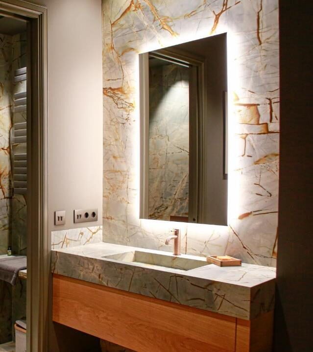 Baño en Irish Green y en Blue Roma diseñado por Murad García, Valencia.